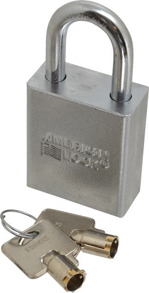 American Lock A7200KA15803 Padlock: Steel, Keyed Alike, 1-3/4" Wide, Chrome-Plated 