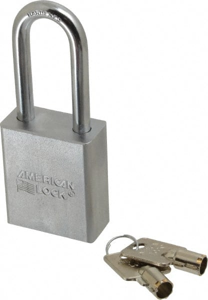 American Lock A7201KA17008 Padlock: Steel, Keyed Alike, 1-3/4" Wide, Chrome-Plated 