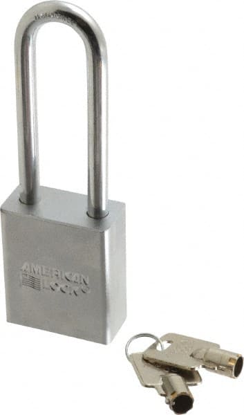 American Lock A7202KA15206 Padlock: Steel, Keyed Alike, 1-3/4" Wide, Chrome-Plated 