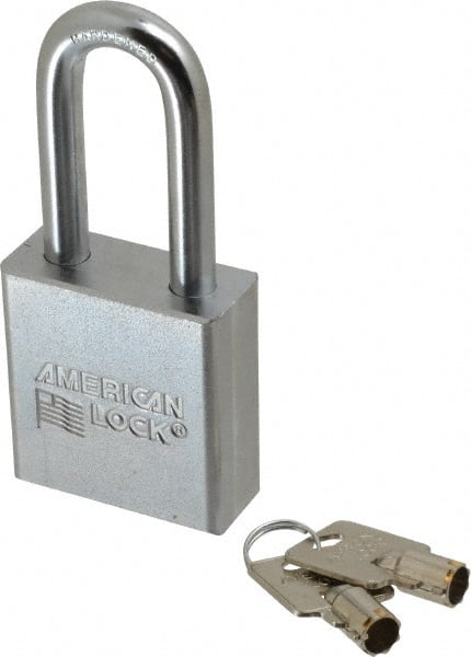 American Lock A7261KA17852 Padlock: Steel, Keyed Alike, 2" Wide, Chrome-Plated 