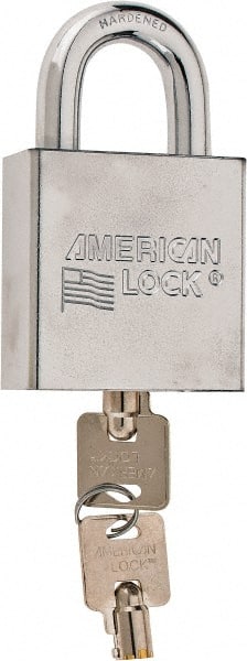 American Lock A7300KA36005 Padlock: Steel, Keyed Alike, 2-1/4" Wide, Chrome-Plated 