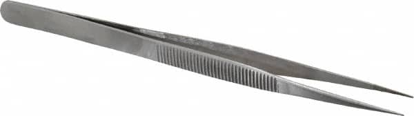 Diamond Tweezer: Stainless Steel, Fine Point Tip, 5-11/16" OAL