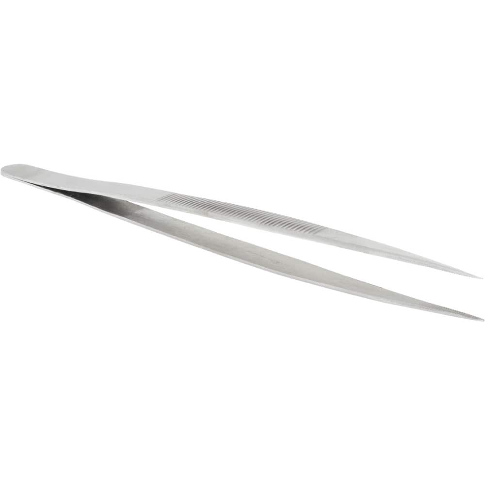 Diamond Tweezer: Stainless Steel, Fine Point Tip, 6-13/32" OAL