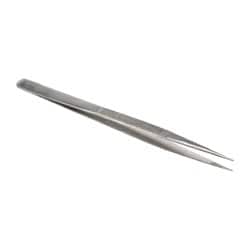 Diamond Tweezer: Stainless Steel, Medium Point Tip, 6-13/32" OAL