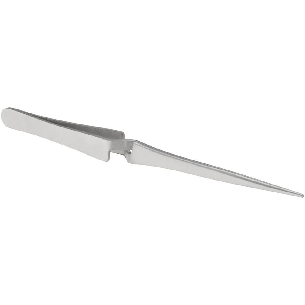 Assembly Tweezer: Stainless Steel, Cross Locking & Fine Point Tip, 6-1/2" OAL