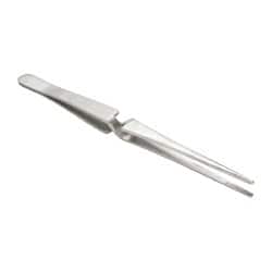 Assembly Tweezer: Stainless Steel, Cross Locking & Fine Point Tip, 6-1/2" OAL