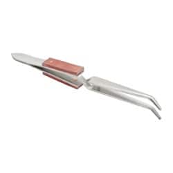 Assembly Tweezer: Stainless Steel, Bent Tip, 6-1/2" OAL