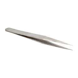 Precision Tweezer: MM-SS, Stainless Steel, General Utility, Fine Point & Narrow Shank Tip, 5" OAL
