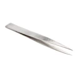 Assembly Tweezer: Stainless Steel, Thin & Fine Point Tip, 4-7/16" OAL