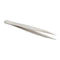Precision Tweezer: 0C-SA, Stainless Steel, Short & Flat Tip, 3-1/2" OAL