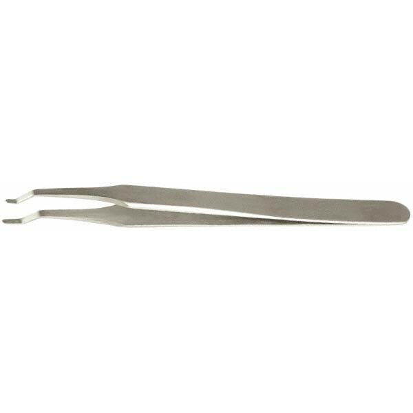 Precision Tweezer: 2AD-SS, Stainless Steel, Flat Tip & Thin Tapered Edge, Round Tip, 4-3/4" OAL