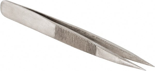 Precision Tweezer: AC-SS, Stainless Steel, Heavy Tip with Serrated Shank Tip, 4-3/8" OAL