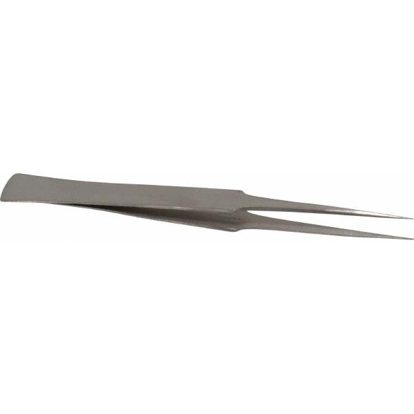 Precision Tweezer: GG-SA, Stainless Steel, General Utility, Long & Strong Point & Wide Shank Tip, 5-1/8" OAL