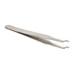 Precision Tweezer: 2AD-SA, Stainless Steel, Flat Tip & Thin Tapered Edge, Round Tip, 4-3/4" OAL