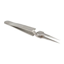 Reverse Action Tweezer: N4, Long Fine Point Tip, 4-11/32" OAL