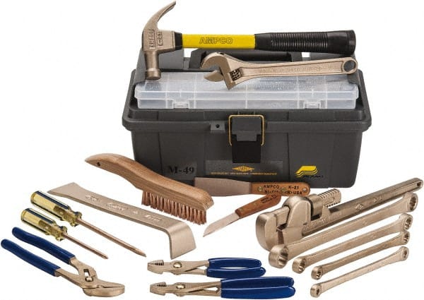 Ampco M-49 Combination Hand Tool Set: 16 Pc, Non-Sparking Set 