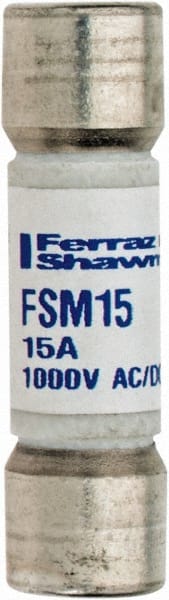 Ferraz Shawmut FSM15 Cartridge Fast-Acting Fuse: 15 A, 1-1/2" OAL, 0.406" Dia 