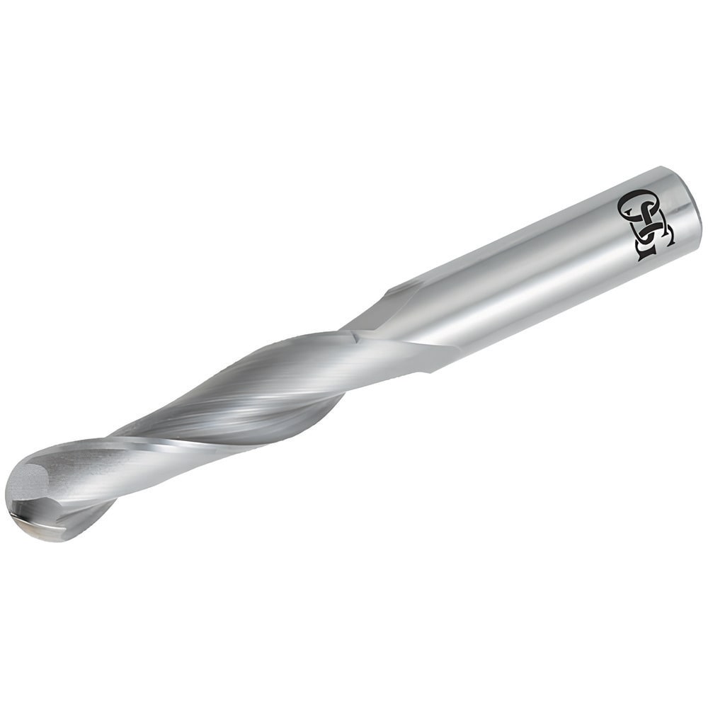Ball End Mill: 0.375" Dia, 1.125" LOC, 2 Flute, Solid Carbide