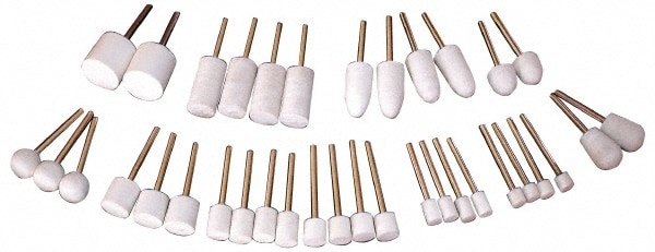 36 Piece, 1/8 Inch Shank Diameter, Wool Felt Bob Set