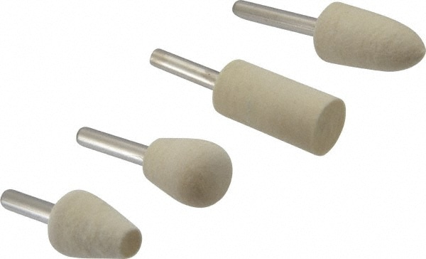 4 Piece, 1/4 Inch Shank Diameter, Wool Felt Bob Set