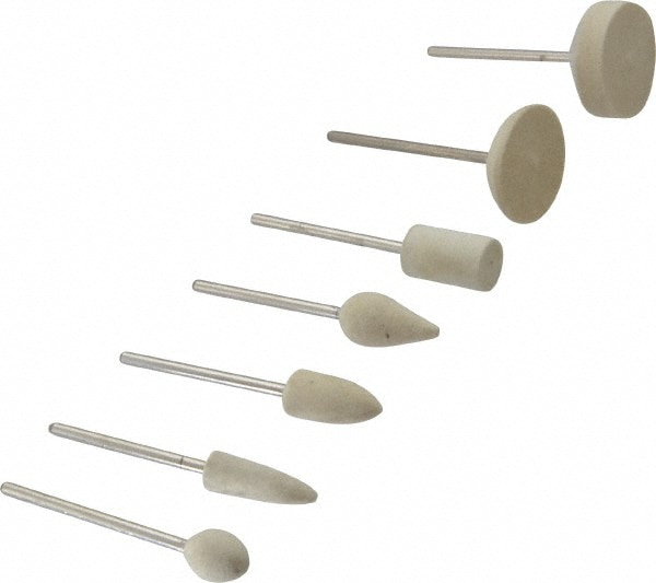 7 Piece, 3/32 Inch Shank Diameter, Wool Felt Bob Set