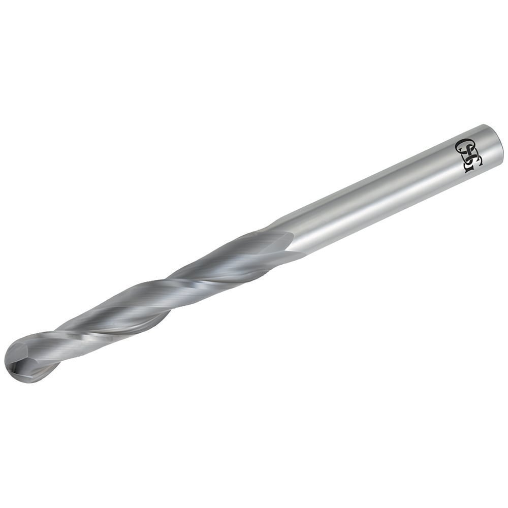 Ball End Mill: 0.1875" Dia, 1.125" LOC, 2 Flute, Solid Carbide