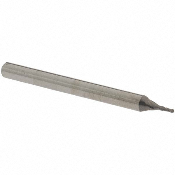 Ball End Mill: 0.0313" Dia, 0.0781" LOC, 2 Flute, Solid Carbide