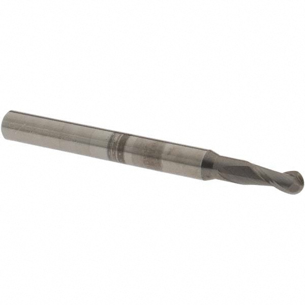 Ball End Mill: 0.1406" Dia, 0.2813" LOC, 2 Flute, Solid Carbide