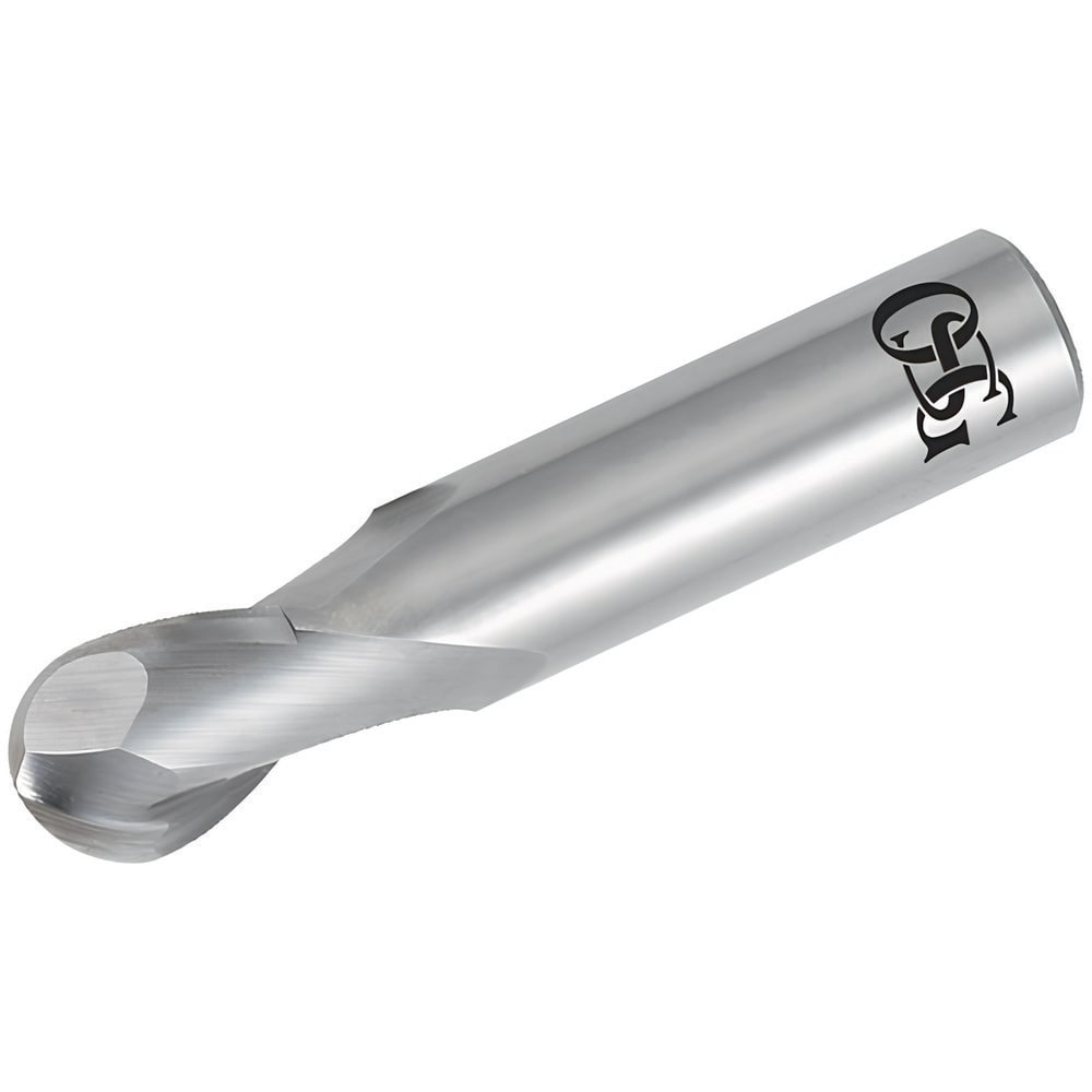 Ball End Mill: 0.4375" Dia, 0.625" LOC, 2 Flute, Solid Carbide