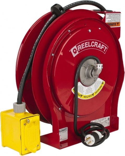 Cord & Cable Reel: 12 AWG, 50' Long, Duplex Outlet Box with GFCI End
