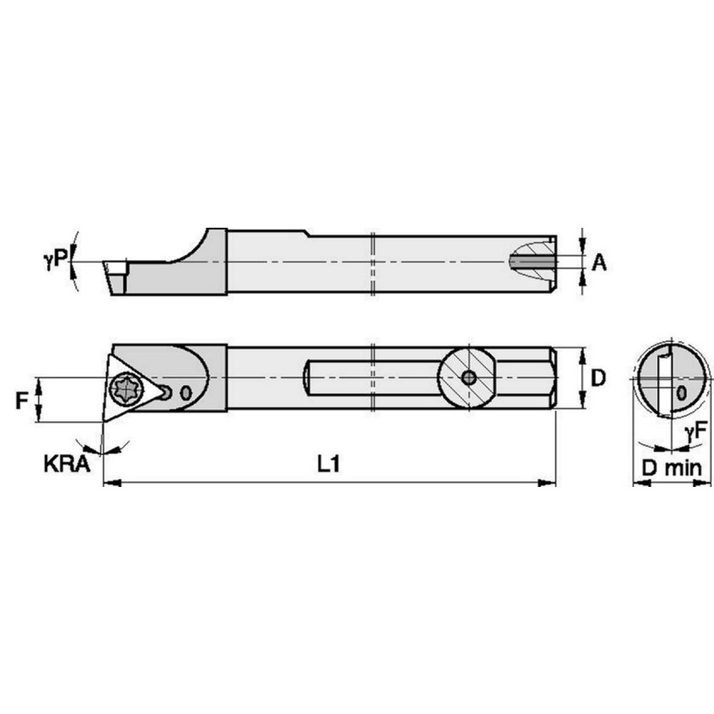 Widia Indexable Boring Bar SCBI750105R, 0.85" Min Bore Dia, Right