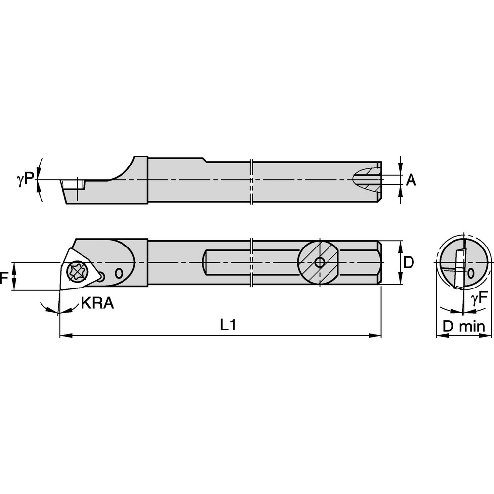 Widia Indexable Boring Bar SSBIW62573R, 0.673" Min Bore Dia, Right