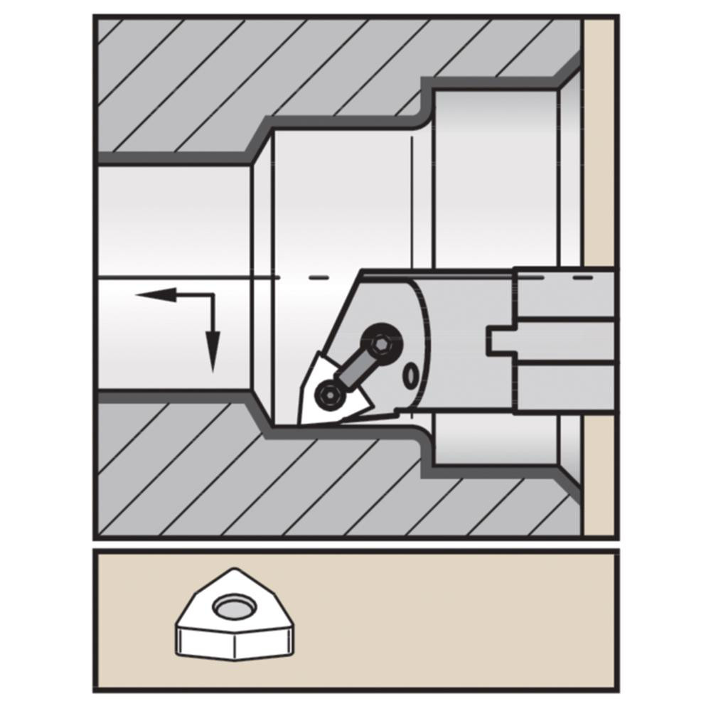 Widia Indexable Boring Bar A20UMWLNR4, 1.47" Min Bore Dia, Right