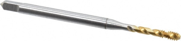 Emuge BU513700.5003 Spiral Flute Tap: #4-40, UNC, 2 Flute, Bottoming, 2B Class of Fit, Cobalt, TiN Finish Image