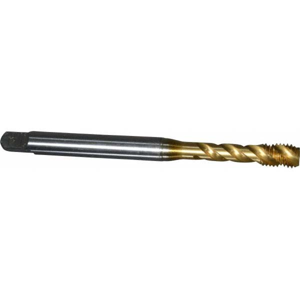 Emuge BU513700.5043 Spiral Flute Tap: 1/4-28, UNF, 3 Flute, Bottoming, 2B Class of Fit, Cobalt, TiN Finish Image