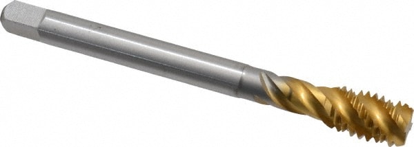 Emuge CU513700.5012 Spiral Flute Tap: 7/16-14, UNC, 4 Flute, Bottoming, 2B Class of Fit, Cobalt, TiN Finish Image