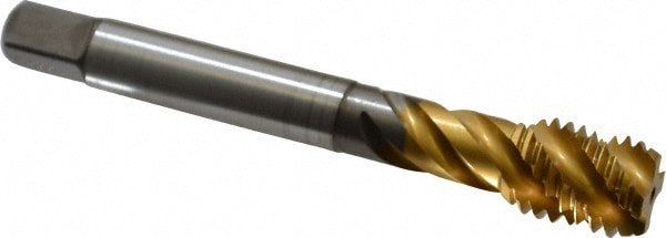 Emuge CU513700.5015 Spiral Flute Tap: 5/8-11, UNC, 4 Flute, Bottoming, 2B Class of Fit, Cobalt, TiN Finish Image