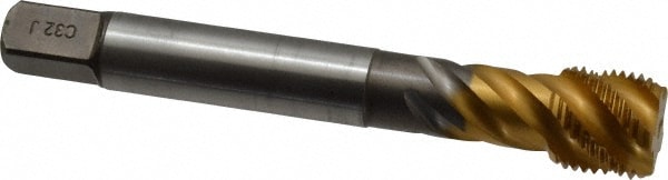 Emuge CU513700.5049 Spiral Flute Tap: 5/8-18, UNF, 5 Flute, Bottoming, 2B Class of Fit, Cobalt, TiN Finish Image