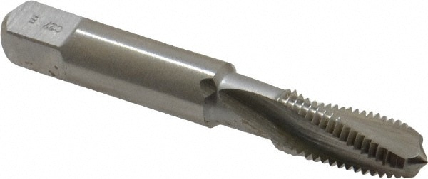 1/16-27 NPT, 15° Helix, 3 Flutes, Modified Bottoming Chamfer, Bright Finish, High Speed Steel, Spiral Flute Pipe Tap