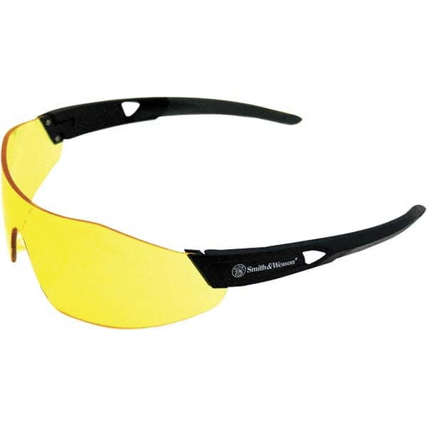 Smith & Wesson 23456 Safety Glass: Anti-Fog & Scratch-Resistant, Polycarbonate, Amber Lenses, Frameless, UV Protection 