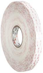 White Double-Sided Acrylic Foam Tape: 1" Wide, 36 yd Long, 45 mil Thick, Acrylic Adhesive