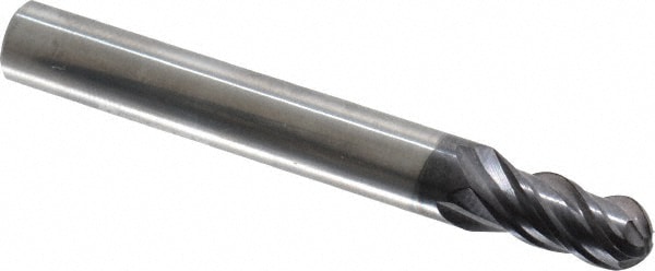 ProMax 157-01424 Ball End Mill: 0.2188" Dia, 0.375" LOC, 4 Flute, Solid Carbide Image