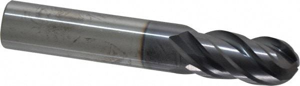 ProMax 157-03214 Ball End Mill: 0.5" Dia, 1" LOC, 4 Flute, Solid Carbide Image