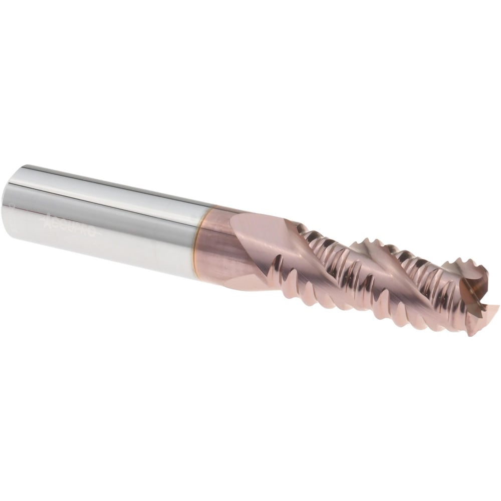 Roughing End Mill: 3/8" Dia, 3 Flutes, Single End, Chipbreaker, Solid Carbide