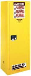 Justrite. 892200 Flammable & Hazardous Storage Cabinets: 22 gal Drum, 1 Door, 3 Shelf, Manual Closing, Yellow 