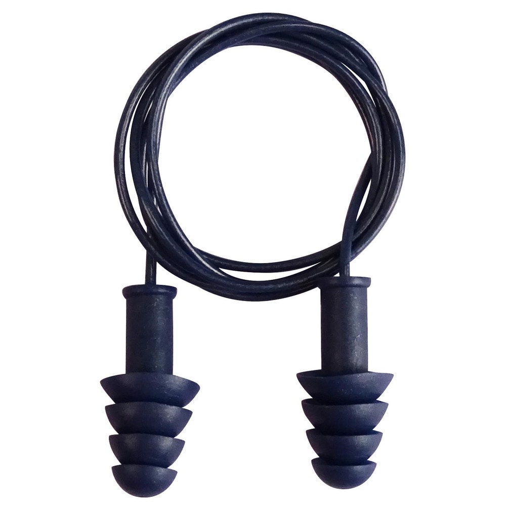 Earplugs; Attachment Style: Corded ; Noise Reduction Rating (dB): 27.00 ; Insertion Method: Form & Insert ; Plug Shape: Four-Flange ; Plug Color: Dark Blue ; Plug Material: TPR