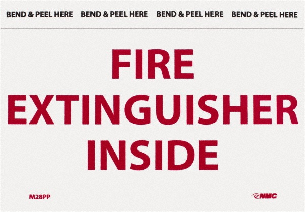 Fire Sign: Fire Extinguisher Inside - Vinyl, Adhesive-Backed, 3" High, 5" Wide