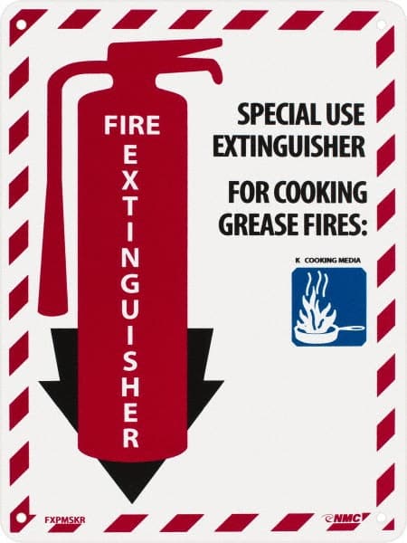 Fire Sign: "Fire Extinguisher - Special Use Extinguisher for Cooking Grease Fire:"