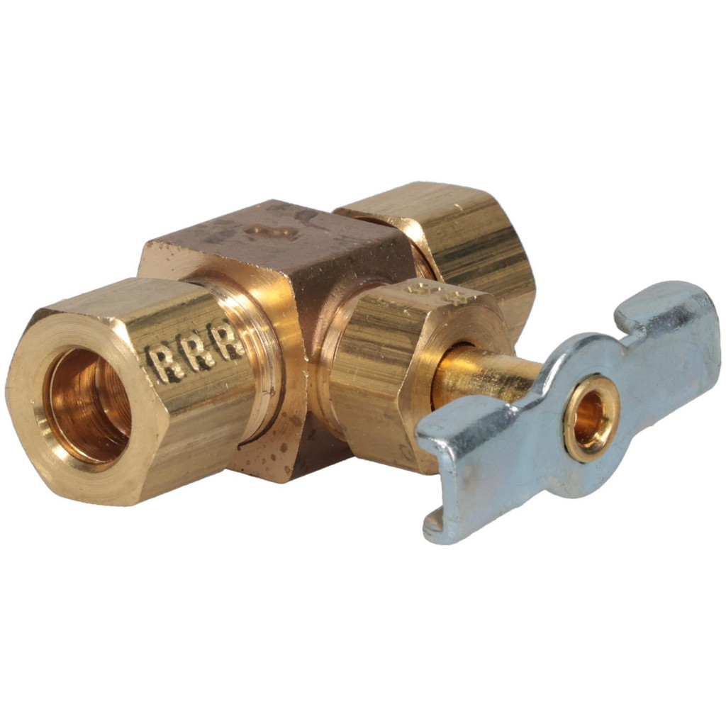 Parker Needle Valve: Straight, 3/8" Pipe, Compression x Compression End, Brass Body - 1.93" OAL, 1.55" OAH, 150 Max psi | Part #NV105C-6