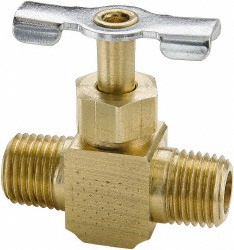 Parker 1/8" Pipe, Inline Needle Valve - MNPTF x MNPTF Ends, Brass Valve, 150 Max psi | Part #NV107P-2